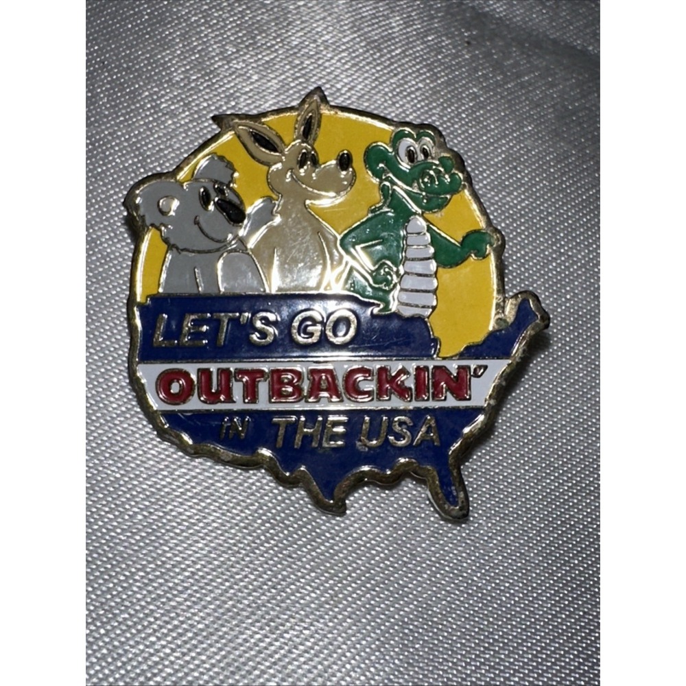 Vintage Outback Steakhouse Lets Go Outbackin In The USA Enamel Pin Collectible